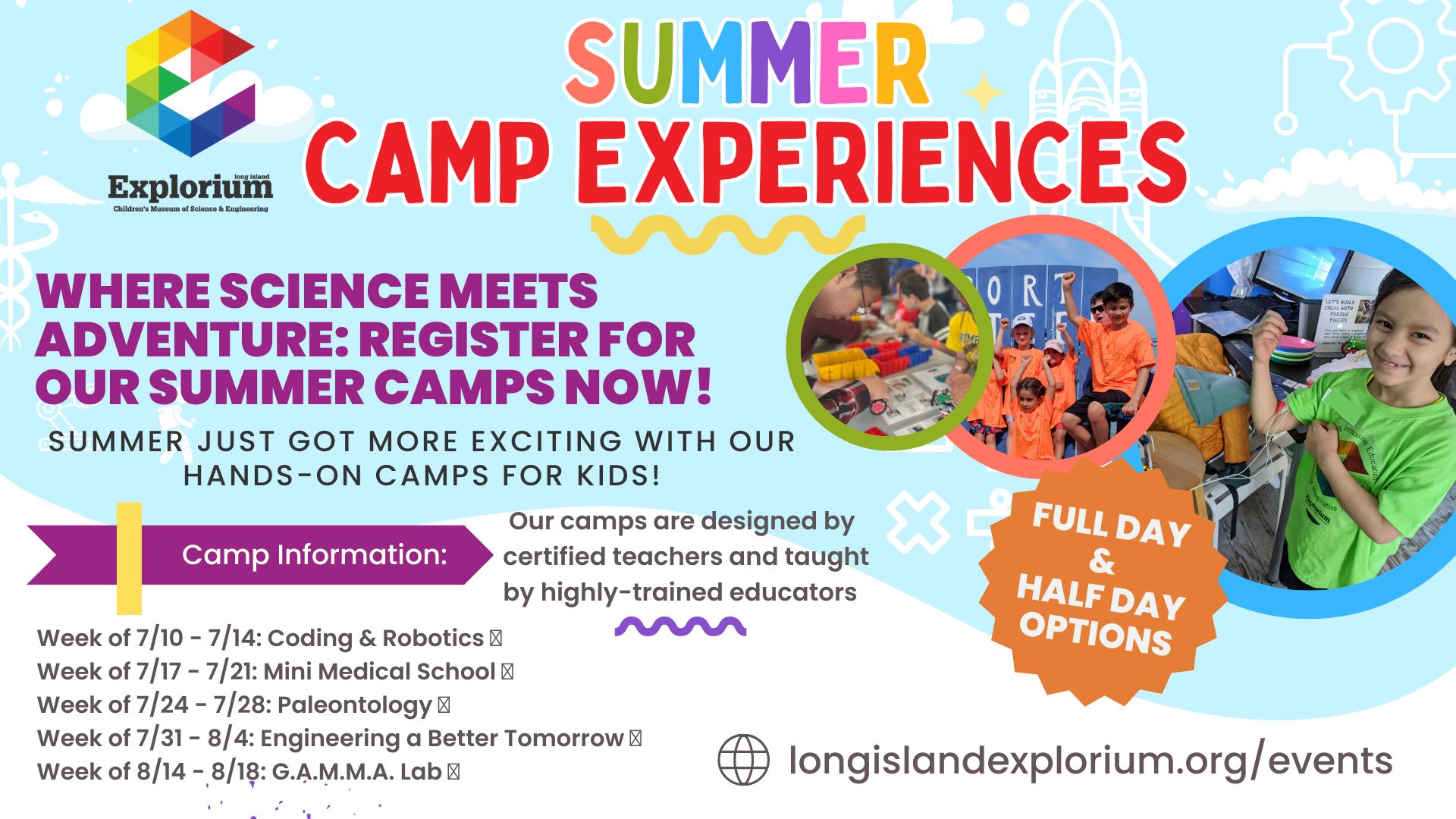 Long Island Explorium Summer Camp Flyer (Facebook Event Cover)